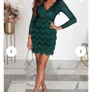Elegant Green Sequin Dress
